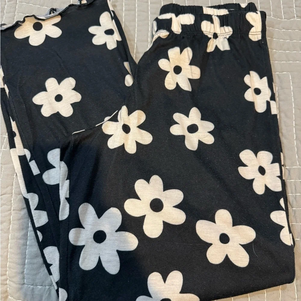 Cat & Jack Cream Pajamas with Black Floral Design